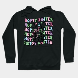 Hoppy Easter Retro Bunny Leopard Bow, easter Day, funny easter , easter shirt cool Hoodie